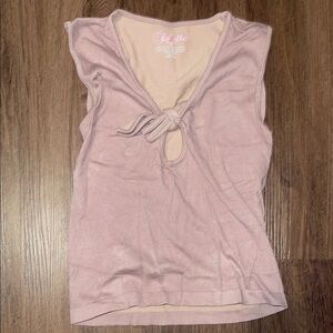 SD Collection Purple Tie Detail V-Neck Tank Top